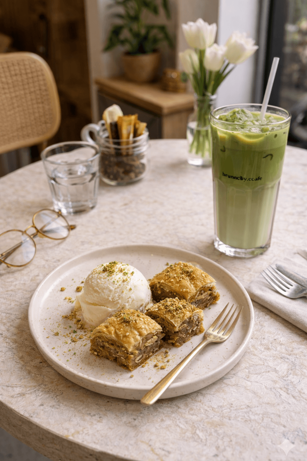 Brunchy bagel and Turkish tea